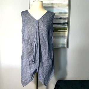 J. Jill Crinkle Linen Sleeveless Tunic Tank Top S